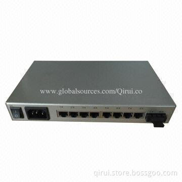 10/100M Dual Fiber 1550nm 80km SC 1SC+8RJ45 Ethernet Fiber Media Converter